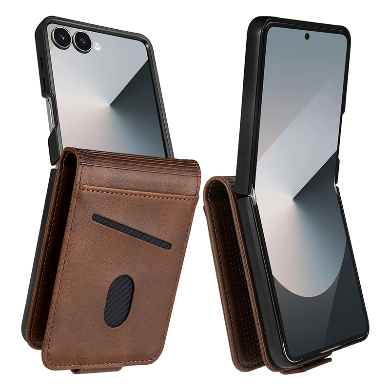 Kickstand Adjustable - Funda de cuero con ranuras para